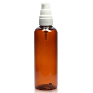 100ml Amber plastic bottle with lotion
