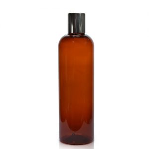 500ml Amber Plastic Bottle With Silver Disc-Top