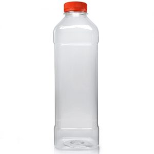 1000ml Square PET Juice Bottle w red