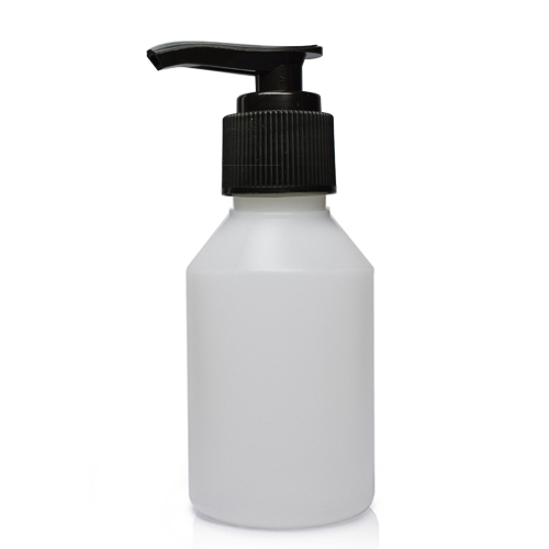 150ml Natural Round Plastic Bottle & Lotion Pump - ideon.co.uk