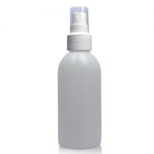 150ml HDPE bottle with smooth white spray