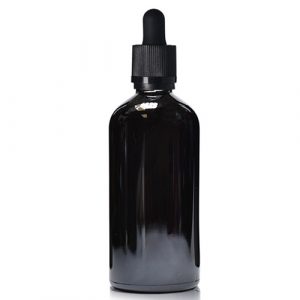 100ml Black Glass Dropper Bottle & Child Resistant Pipette