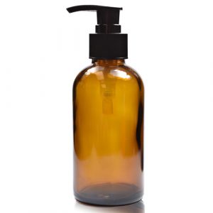 150ml Amber glass Boston Bottle with blk pump