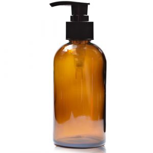 200ml Amber glass Boston Bottle with blk pump