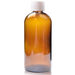 250ml Amber Glass Boston Bottle & Child Resistant Cap