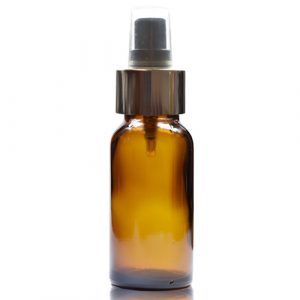 50ml Amber glass Boston Bottle w silver spray