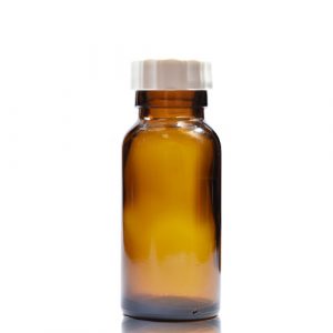 50ml Amber glass Boston Bottle w white PP