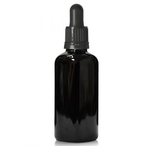 50ml black dropper bottle with black pip