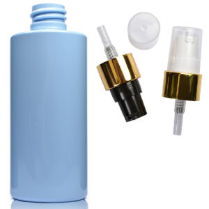 100ml Blue Plastic Bottle With Gold Lotion Pump
