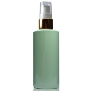 100ml Green Plastic Bottle With Gold Lotion Pump