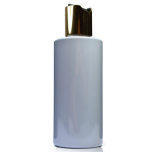 100ml Grey Plastic Bottle With Gold Disc Top Cap