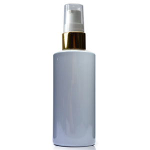 100ml Grey Plastic Bottle With Gold Lotion Pump