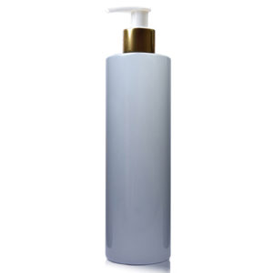 250ml Grey Plastic Bottle With Gold Lotion Pump