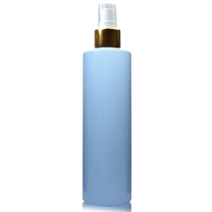 250ml Blue Plastic Bottle With Gold Atomiser Spray