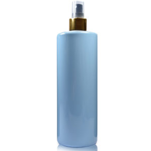 500ml Light Blue Plastic Bottle With Gold Spray