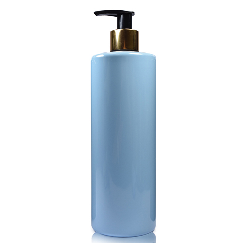 500ml Light Blue Plastic Bottle With Gold Lotion Pump