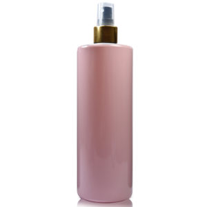 500ml Pink Plastic Bottle With Gold Spray