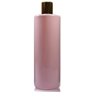 500ml Pink Plastic Bottle With Gold Disc Top Cap