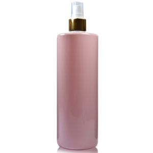 500ml Pink Plastic Bottle With Gold Spray