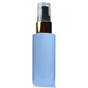 50ml Blue Plastic Bottle With Gold Lotion Pump