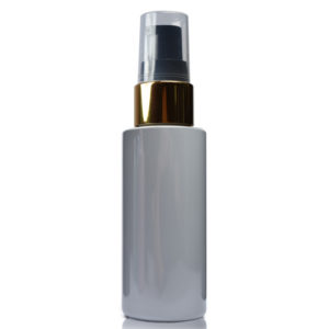 50ml Grey Plastic Bottle With Gold Lotion Pump