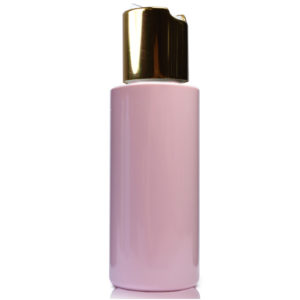 50ml Pink Plastic Bottle With Gold Disc Cap