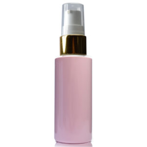 50ml Pink Plastic Bottle With Gold Lotion Pump
